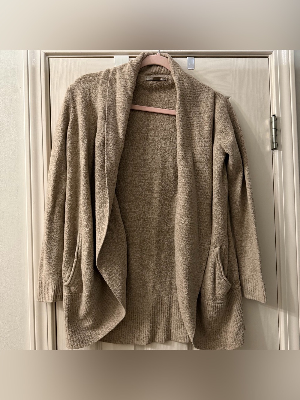 Barefoot Dreams CozyChic Lite Circle Cardigan Sweater Sand Taupe Sz S